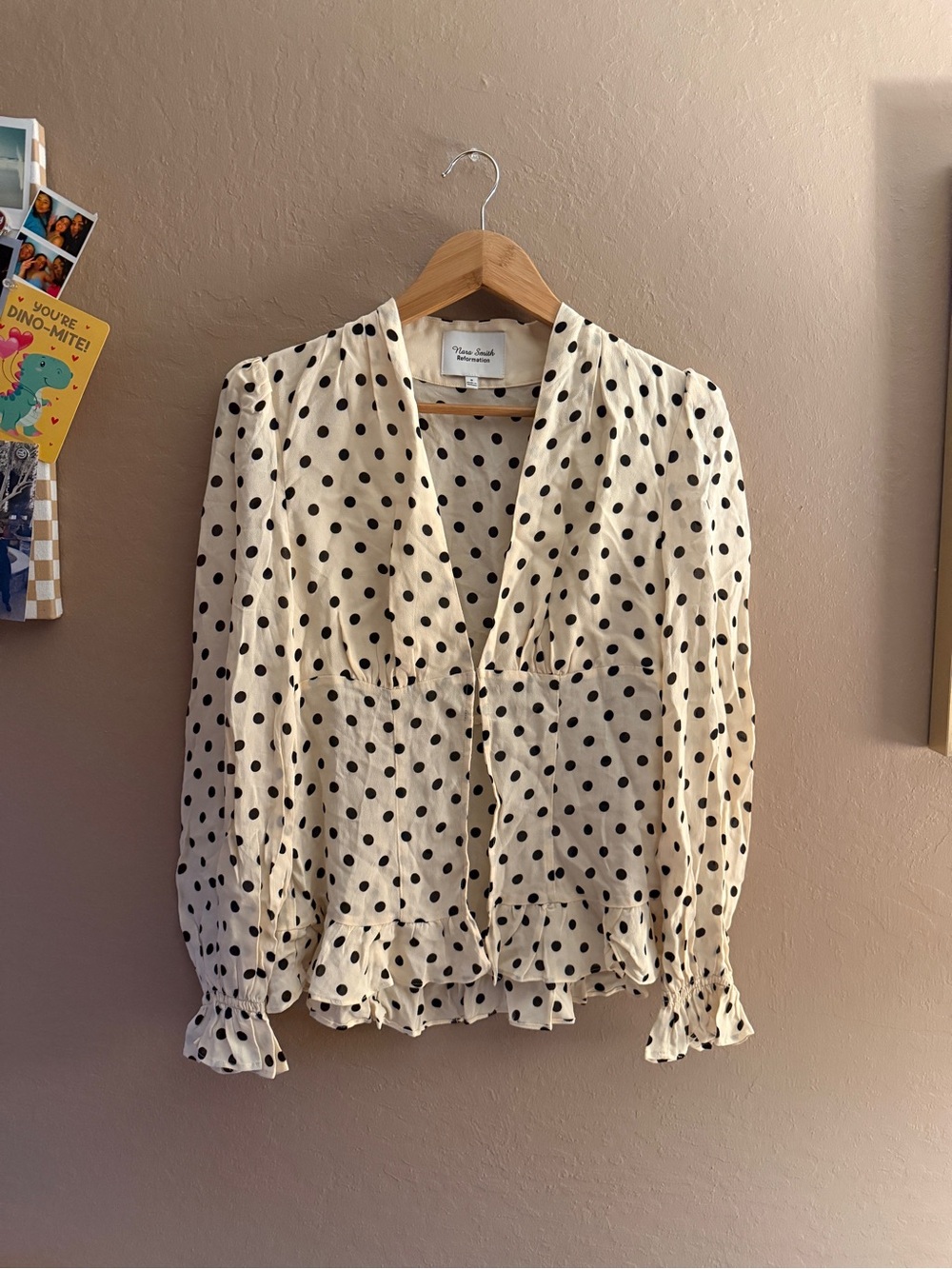 Reformation x Nara Smith Polka Dot Blouse Sz 8 NEW - Picture 2 of 6